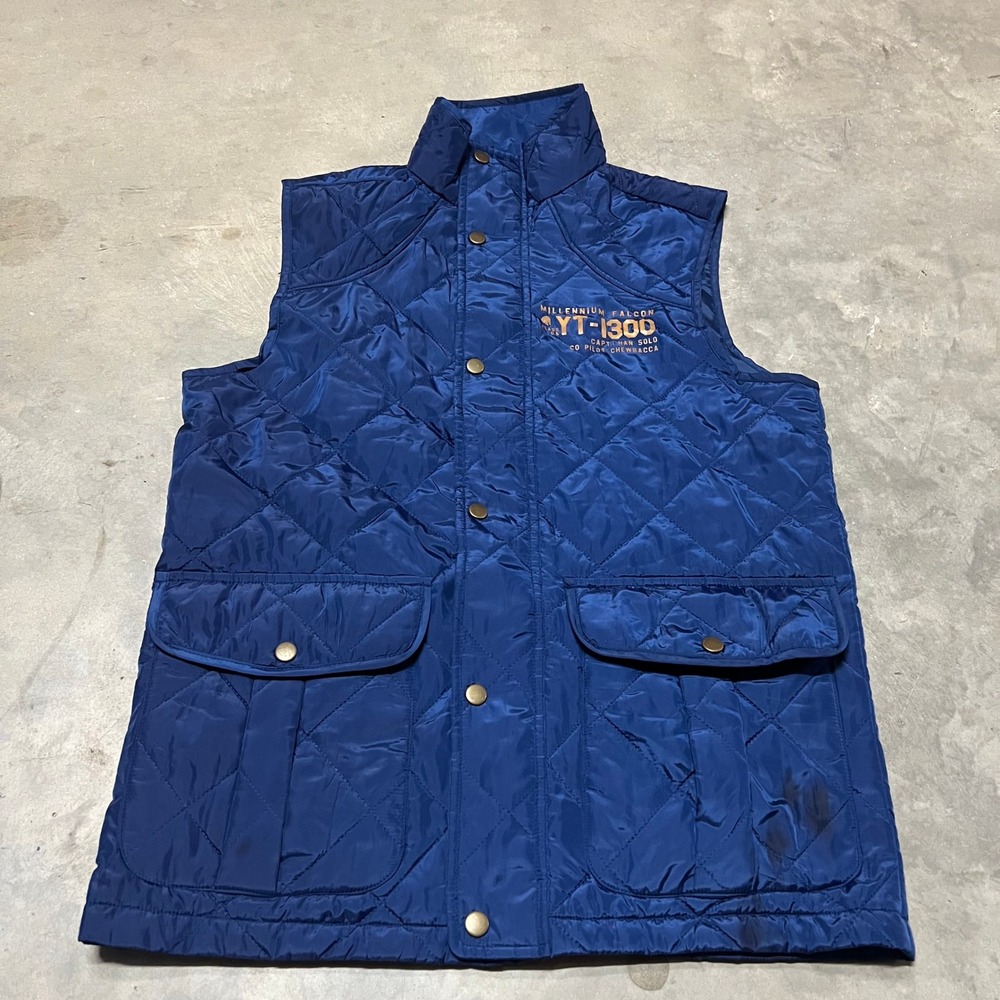 Star Wars Millennium Falcon YT-1300 Quilted Vest Blue Mens Small Han Solo Ship